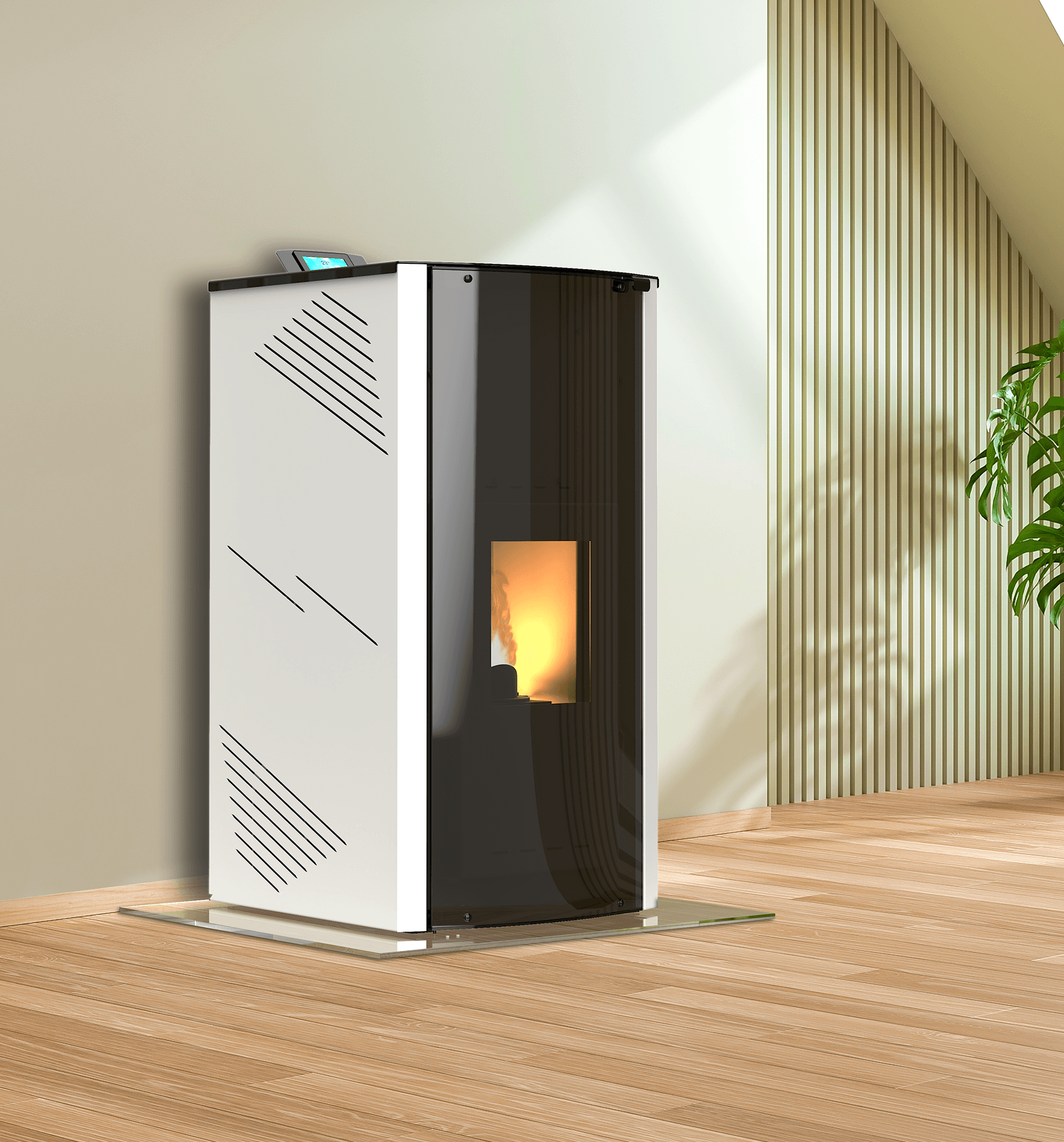 Пелетна камина с водна риза Mareli Systems ONYX FULL GLASS