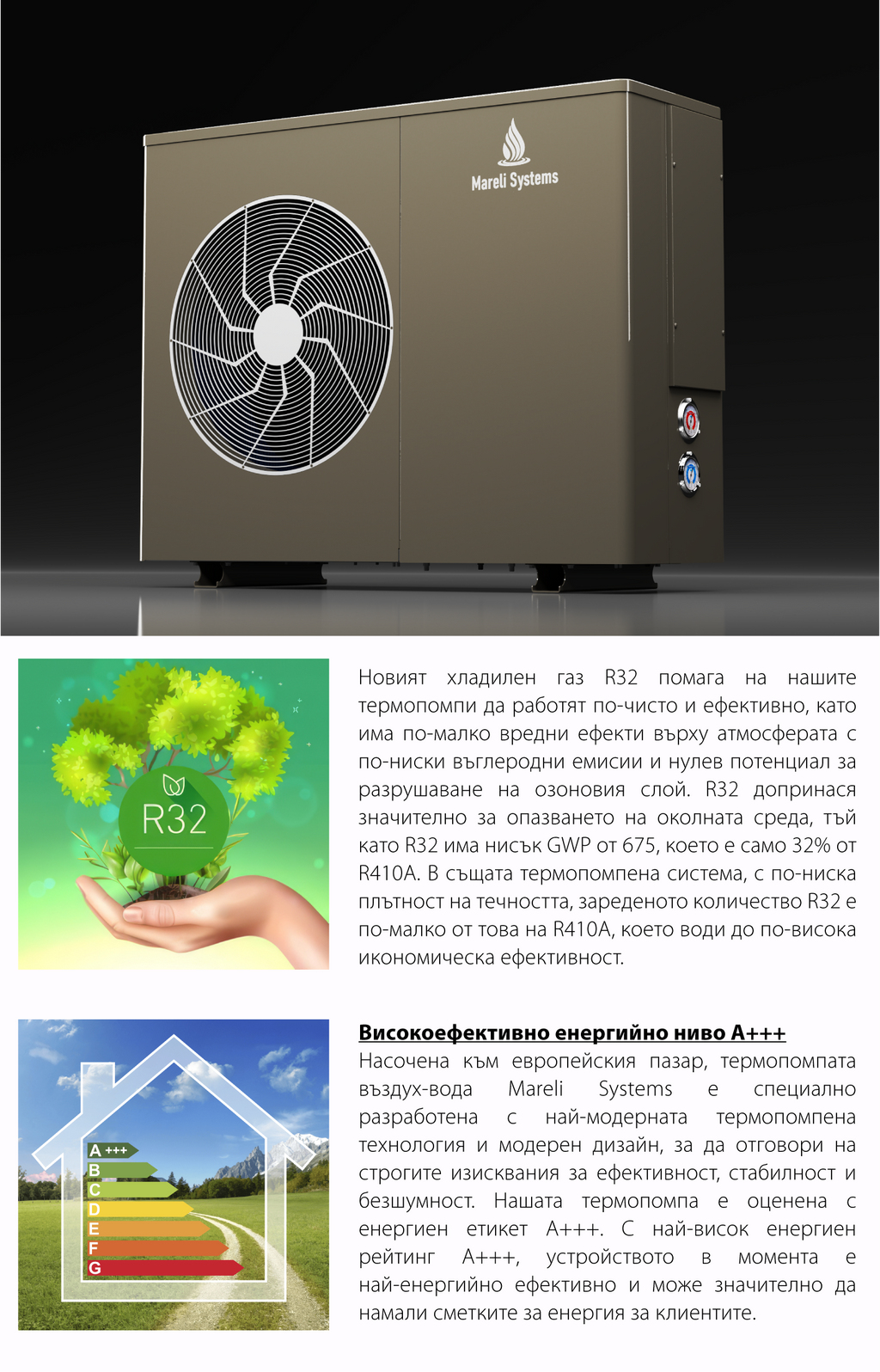 Термопомпа въздух-вода 12 BTU моноблок Mareli Systems