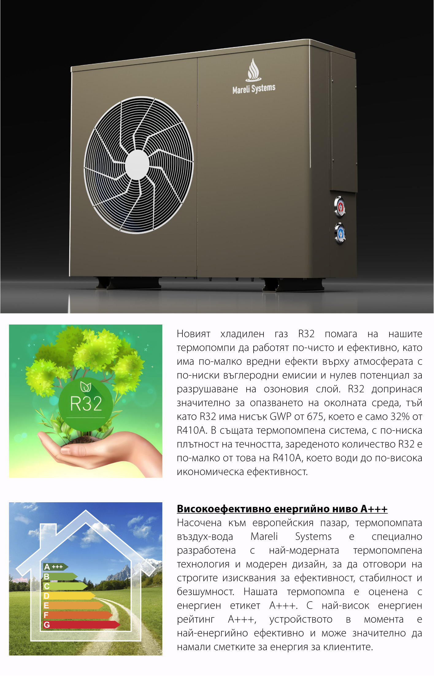 Термопомпа въздух-вода 12 BTU моноблок Mareli Systems